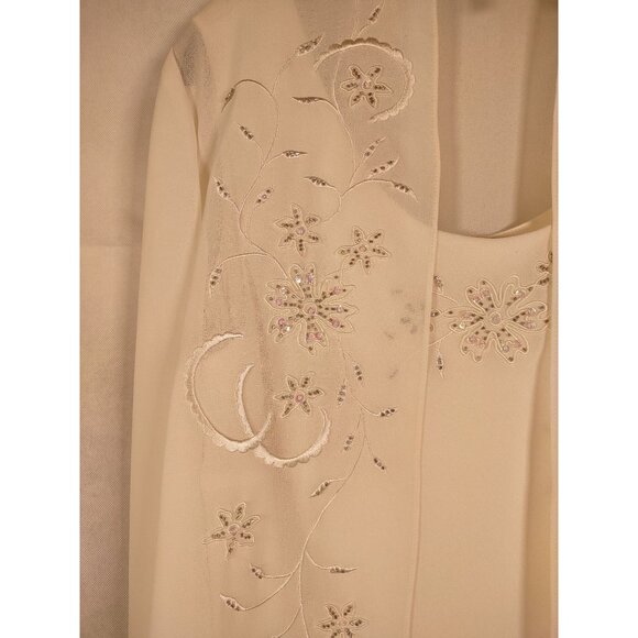 R & M Richards 2-piece Cream Beaded and Embroidered Jacket and Dress Set Size 16 - Picture 6 of 7
